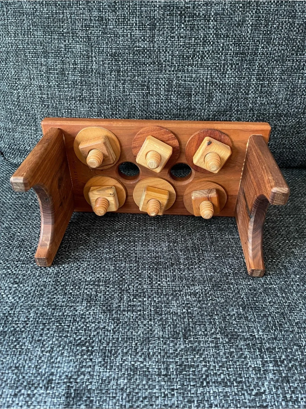 Wooden Montessori Push-Down Toy - Natural Brown